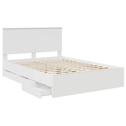 Bed Frame with Drawer White 160 x 200 cm Engineer Wood