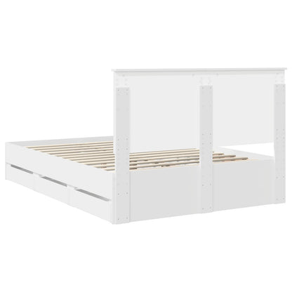 Bed Frame with Drawer White 160 x 200 cm Engineer Wood