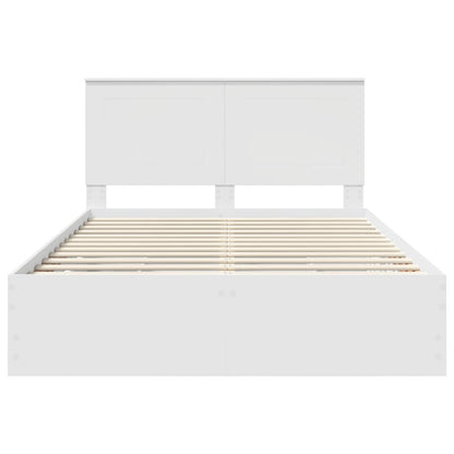Bed Frame with Drawer White 160 x 200 cm Engineer Wood