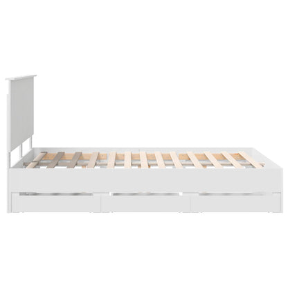 Bed Frame with Drawer White 160 x 200 cm Engineer Wood