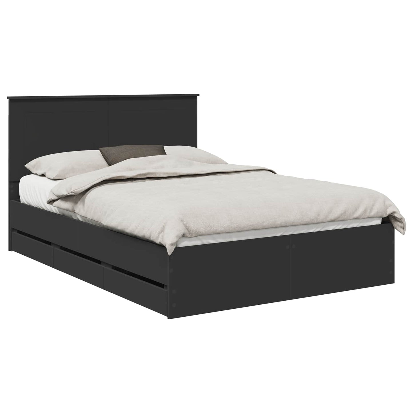 Bed Frame with Drawer Black 160 x 200 cm Engineer Wood