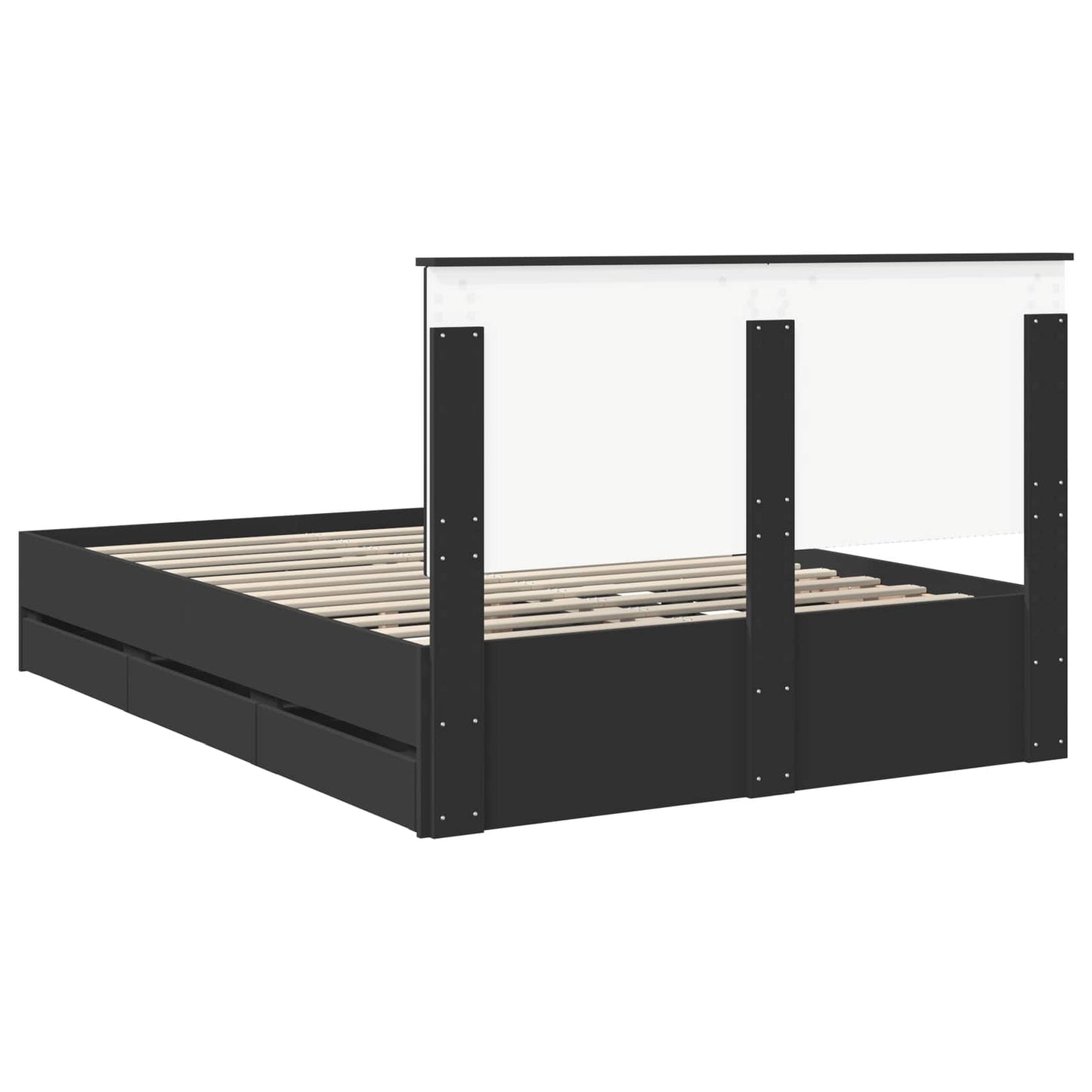 Bed Frame with Drawer Black 160 x 200 cm Engineer Wood