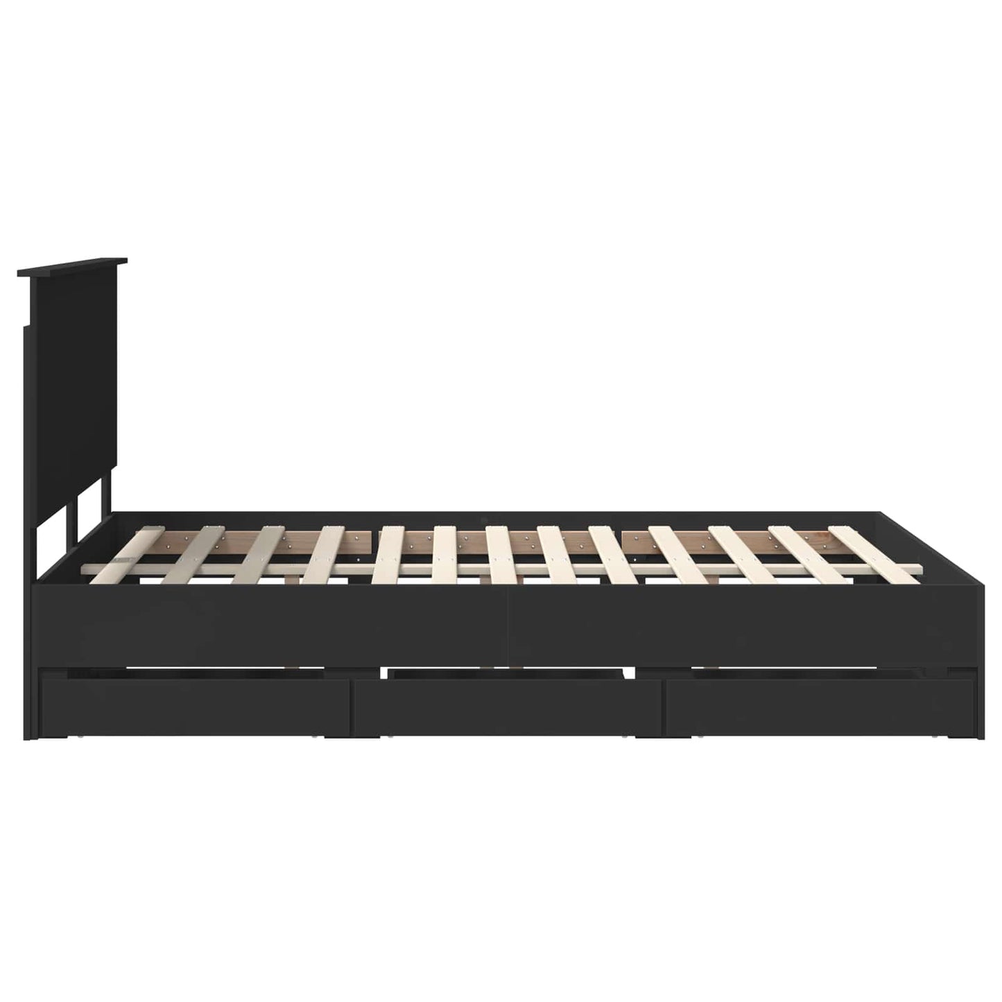 Bed Frame with Drawer Black 160 x 200 cm Engineer Wood