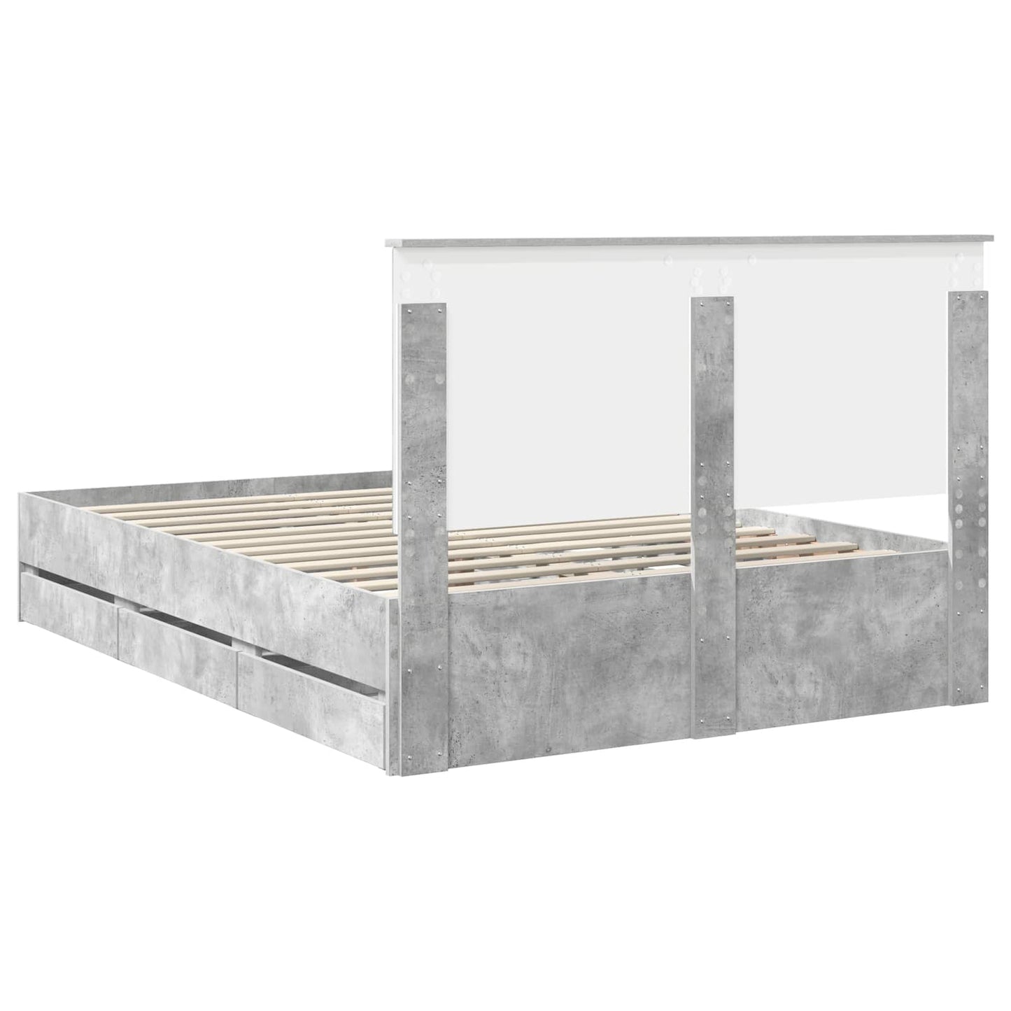 Bed Frame with Drawer Concrete Grey 160 x 200 cm Engineer Wood