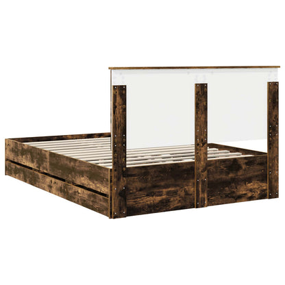 Bed Frame with Drawer Smoked Oak 160 x 200 cm Engineer Wood