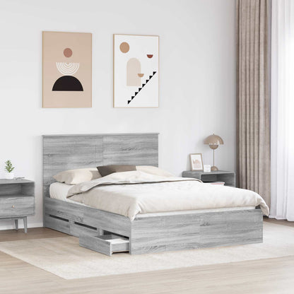 Bed Frame with Drawer Grey Sonoma 160 x 200 cm Engineer Wood
