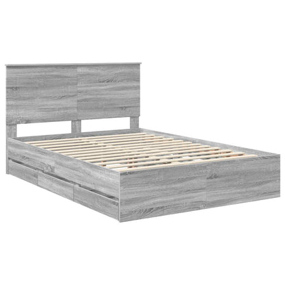 Bed Frame with Drawer Grey Sonoma 160 x 200 cm Engineer Wood