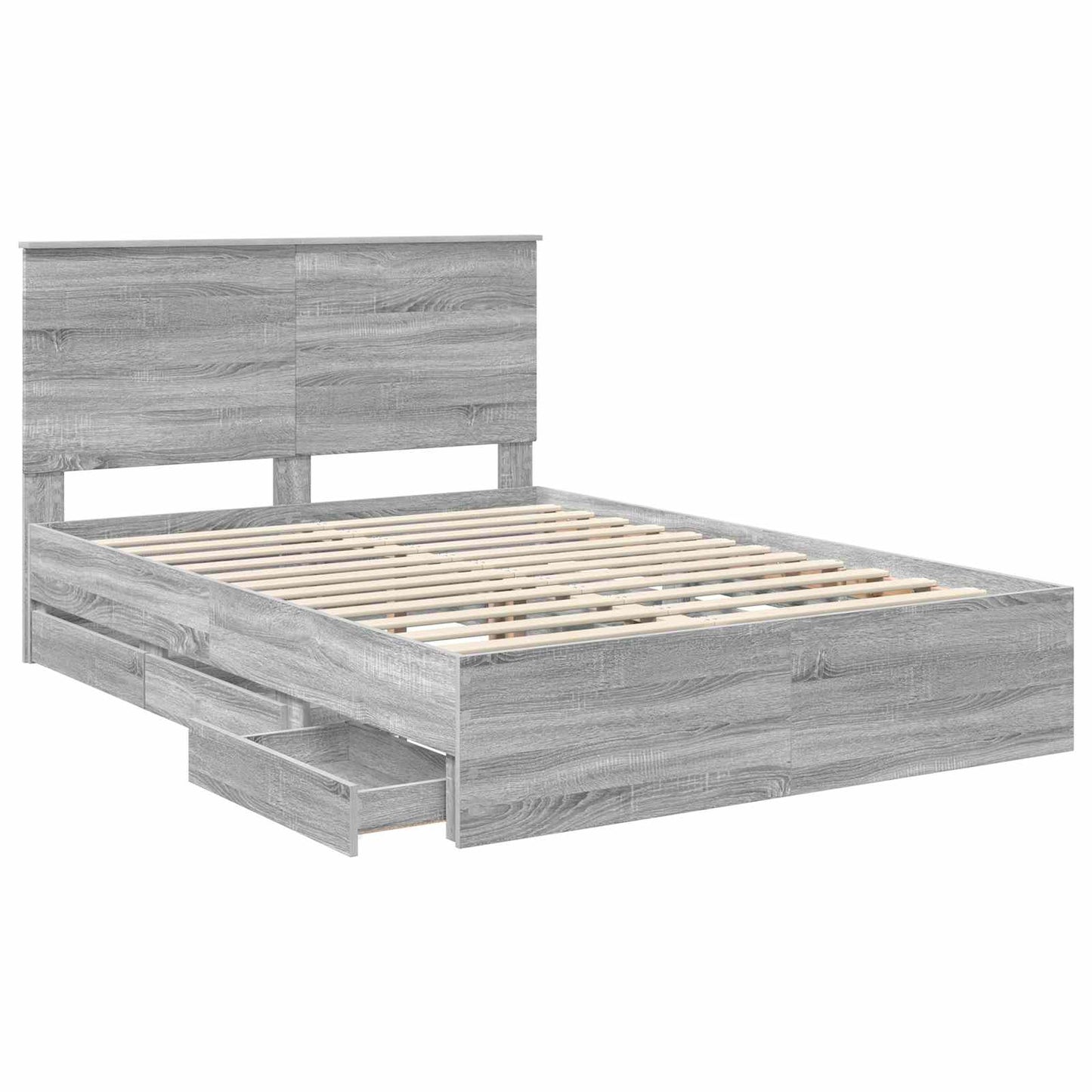 Bed Frame with Drawer Grey Sonoma 160 x 200 cm Engineer Wood