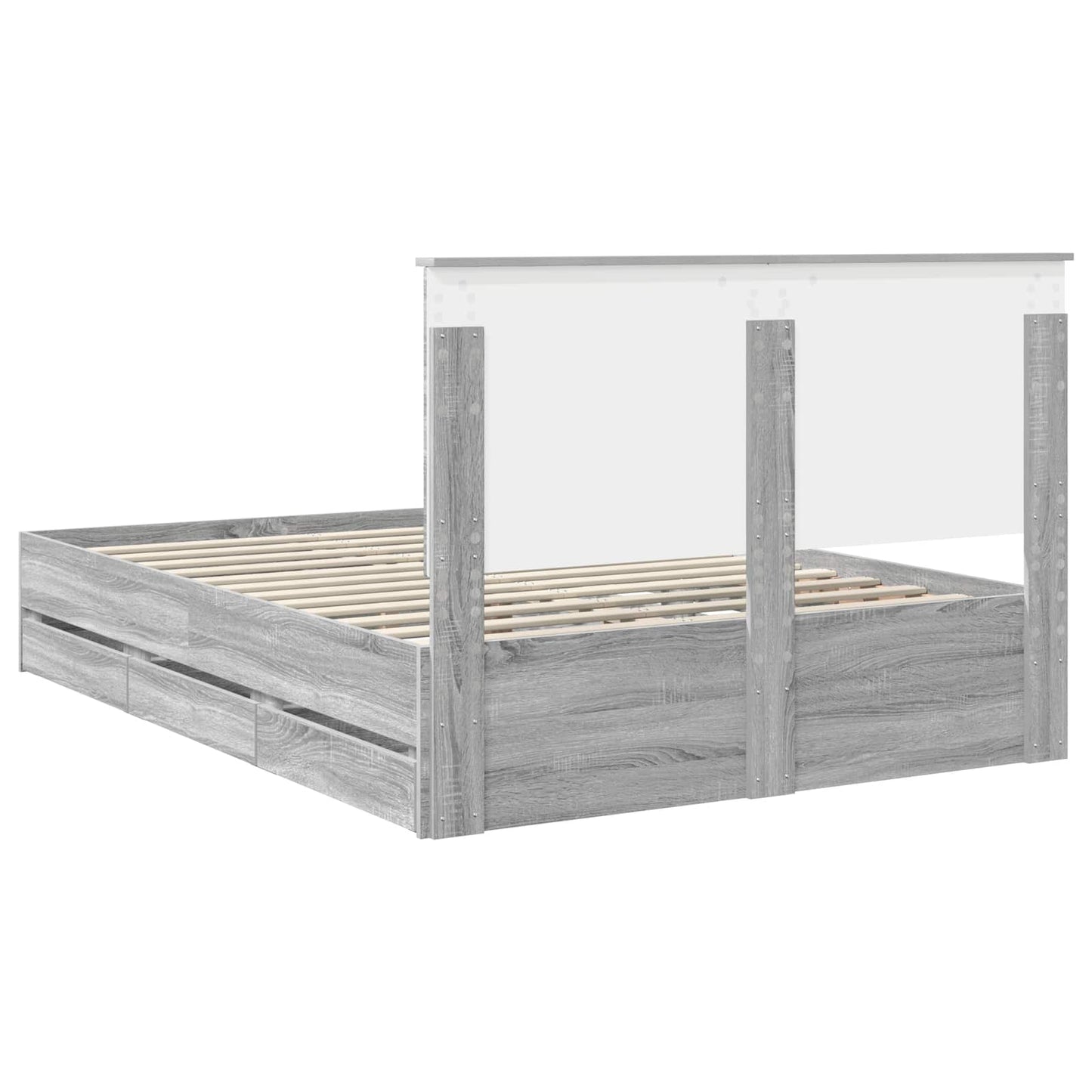 Bed Frame with Drawer Grey Sonoma 160 x 200 cm Engineer Wood