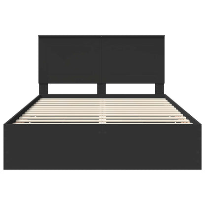 Bed Frame with Drawer Black 150 x 200 cm Engineer Wood