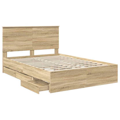 Bed Frame with Drawer Sonoma Oak 150 x 200 cm Engineer Wood