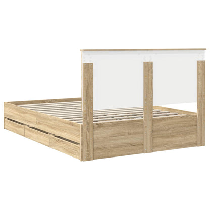 Bed Frame with Drawer Sonoma Oak 150 x 200 cm Engineer Wood