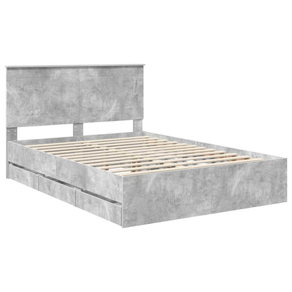 Bed Frame with Drawer Concrete Grey 150 x 200 cm Engineer Wood