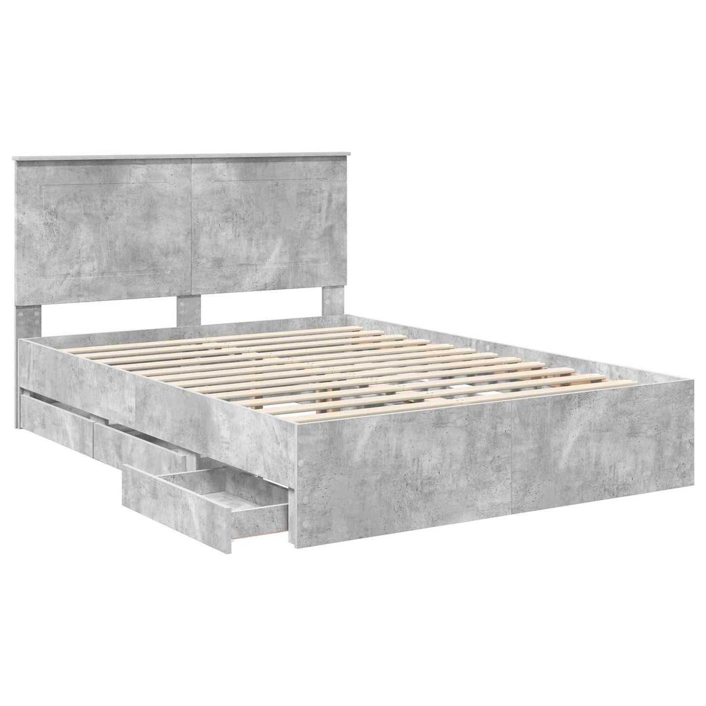 Bed Frame with Drawer Concrete Grey 150 x 200 cm Engineer Wood