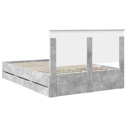 Bed Frame with Drawer Concrete Grey 150 x 200 cm Engineer Wood