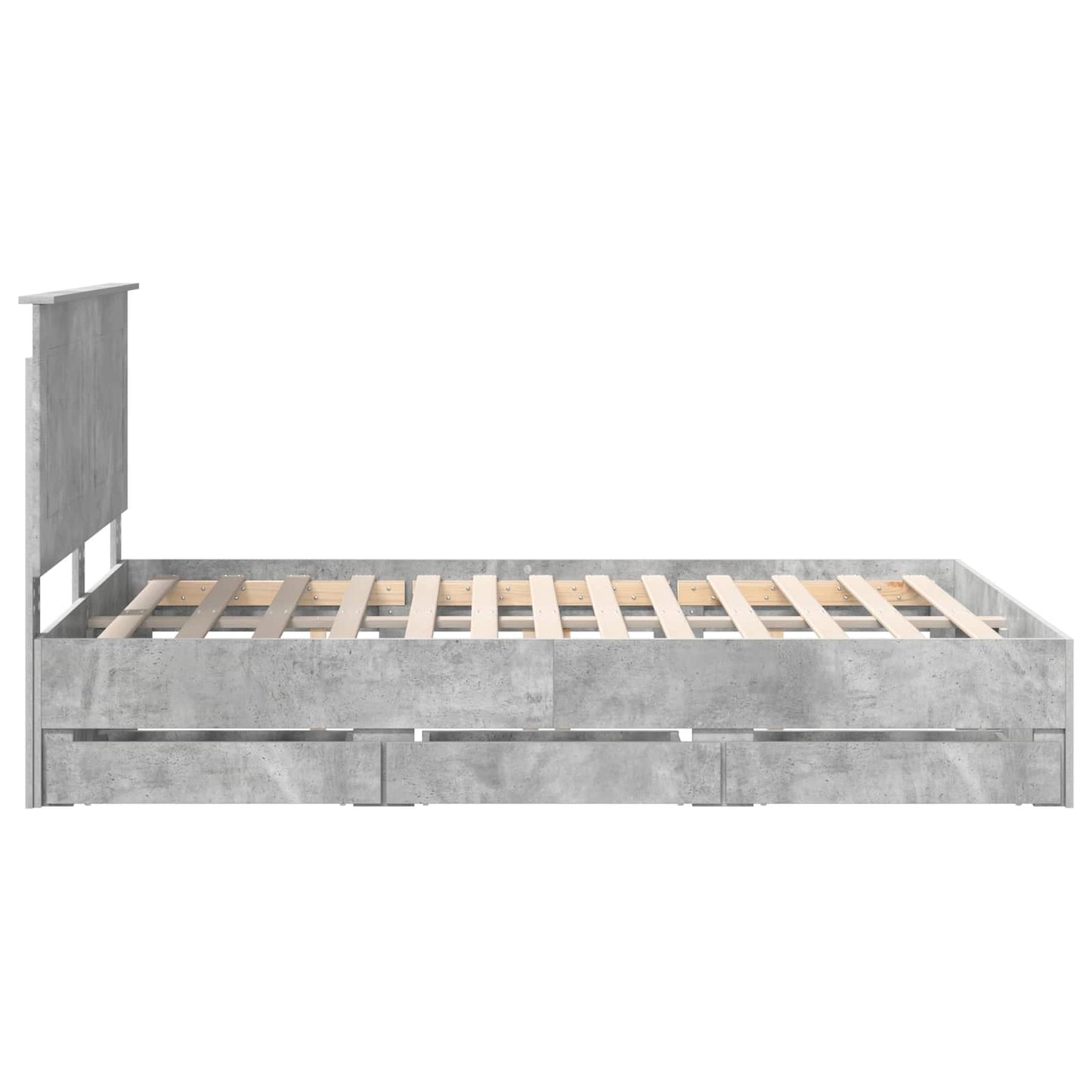 Bed Frame with Drawer Concrete Grey 150 x 200 cm Engineer Wood