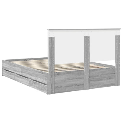 Bed Frame with Drawer Grey Sonoma 150 x 200 cm Engineer Wood