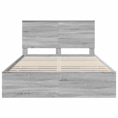 Bed Frame with Drawer Grey Sonoma 150 x 200 cm Engineer Wood