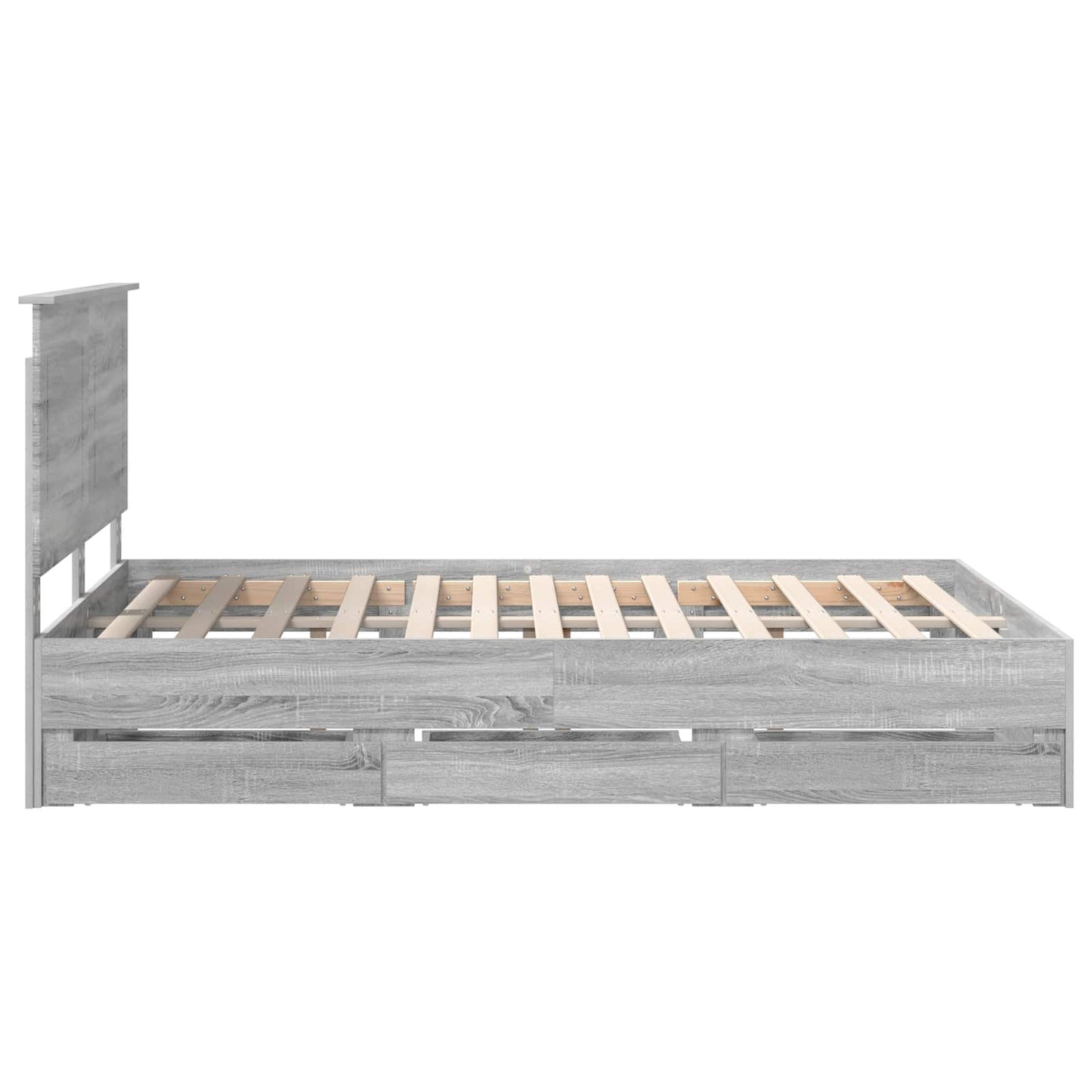 Bed Frame with Drawer Grey Sonoma 150 x 200 cm Engineer Wood
