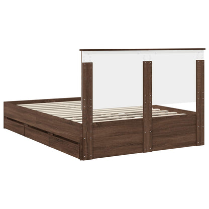 Bed Frame with Drawer Brown Oak 150 x 200 cm Engineer Wood