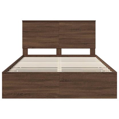Bed Frame with Drawer Brown Oak 150 x 200 cm Engineer Wood
