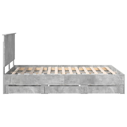Bed Frame with Drawer Concrete Grey 140 x 190 cm Engineer Wood