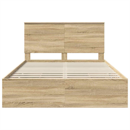 Bed Frame with Drawer Sonoma Oak 140 x 200 cm Engineer Wood