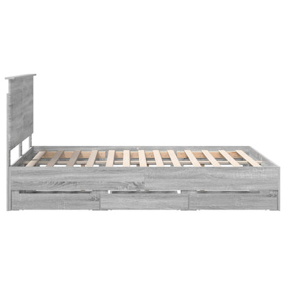 Bed Frame with Drawer Grey Sonoma 140 x 200 cm Engineer Wood