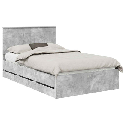 Bed Frame with Drawer Concrete Grey 135 x 190 cm Engineer Wood