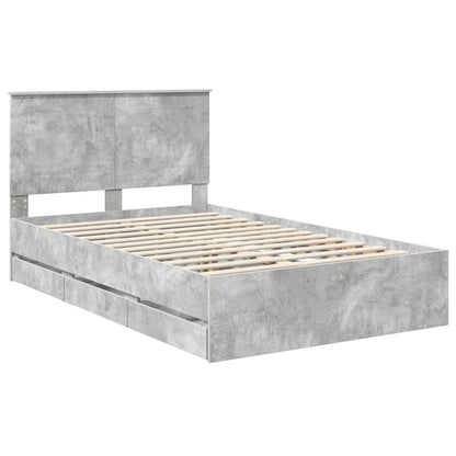 Bed Frame with Drawer Concrete Grey 135 x 190 cm Engineer Wood