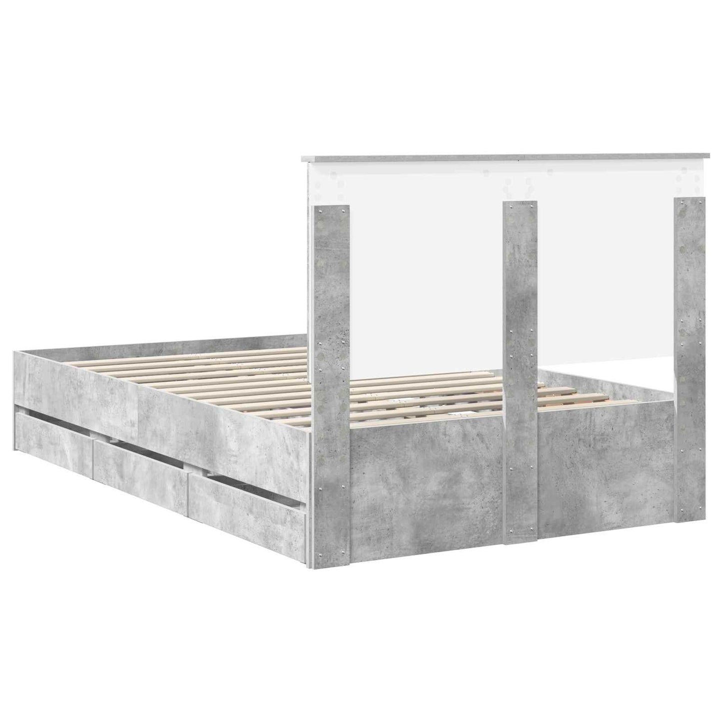 Bed Frame with Drawer Concrete Grey 135 x 190 cm Engineer Wood