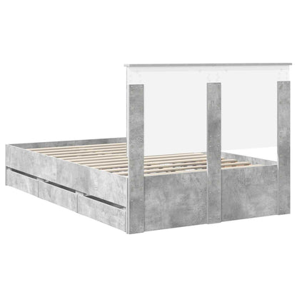 Bed Frame with Drawer Concrete Grey 135 x 190 cm Engineer Wood