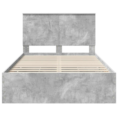 Bed Frame with Drawer Concrete Grey 135 x 190 cm Engineer Wood