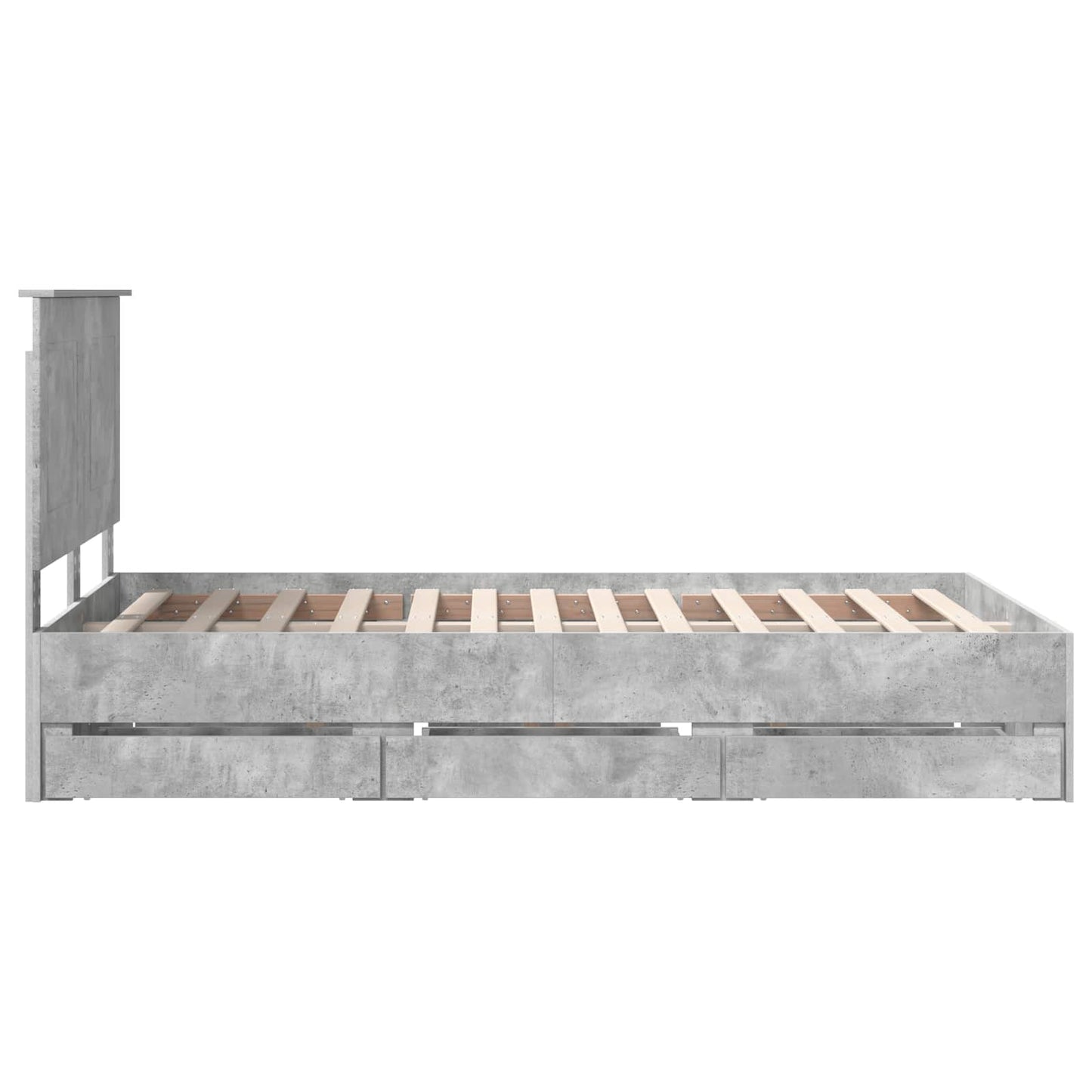 Bed Frame with Drawer Concrete Grey 135 x 190 cm Engineer Wood