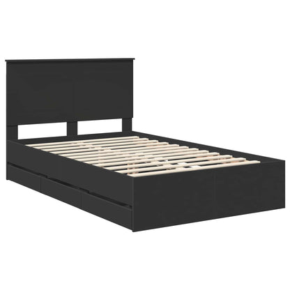 Bed Frame with Drawer Black 120 x 190 cm Engineer Wood