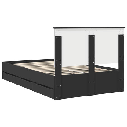 Bed Frame with Drawer Black 120 x 190 cm Engineer Wood