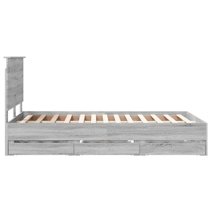 Bed Frame with Drawer Grey Sonoma 120 x 190 cm Engineer Wood