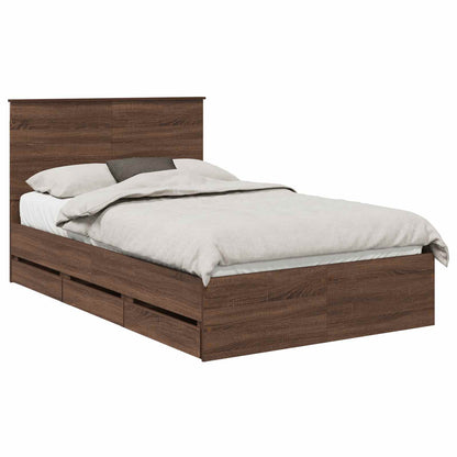 Bed Frame with Drawer Brown Oak 120 x 190 cm Engineer Wood