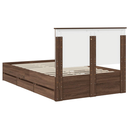 Bed Frame with Drawer Brown Oak 120 x 190 cm Engineer Wood