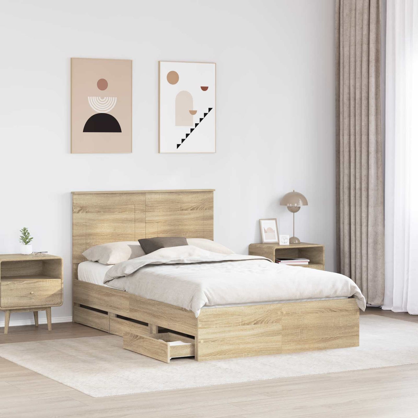 Bed Frame with Drawer Sonoma Oak 120 x 200 cm Engineer Wood