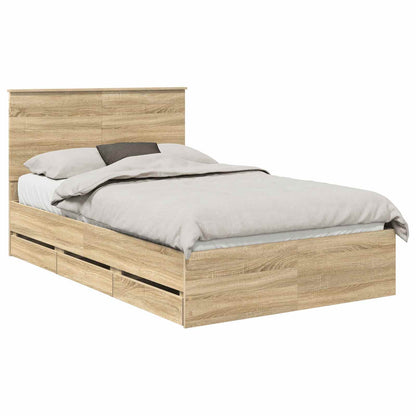 Bed Frame with Drawer Sonoma Oak 120 x 200 cm Engineer Wood