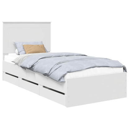 Bed Frame with Drawer White 100 x 200 cm Engineer Wood