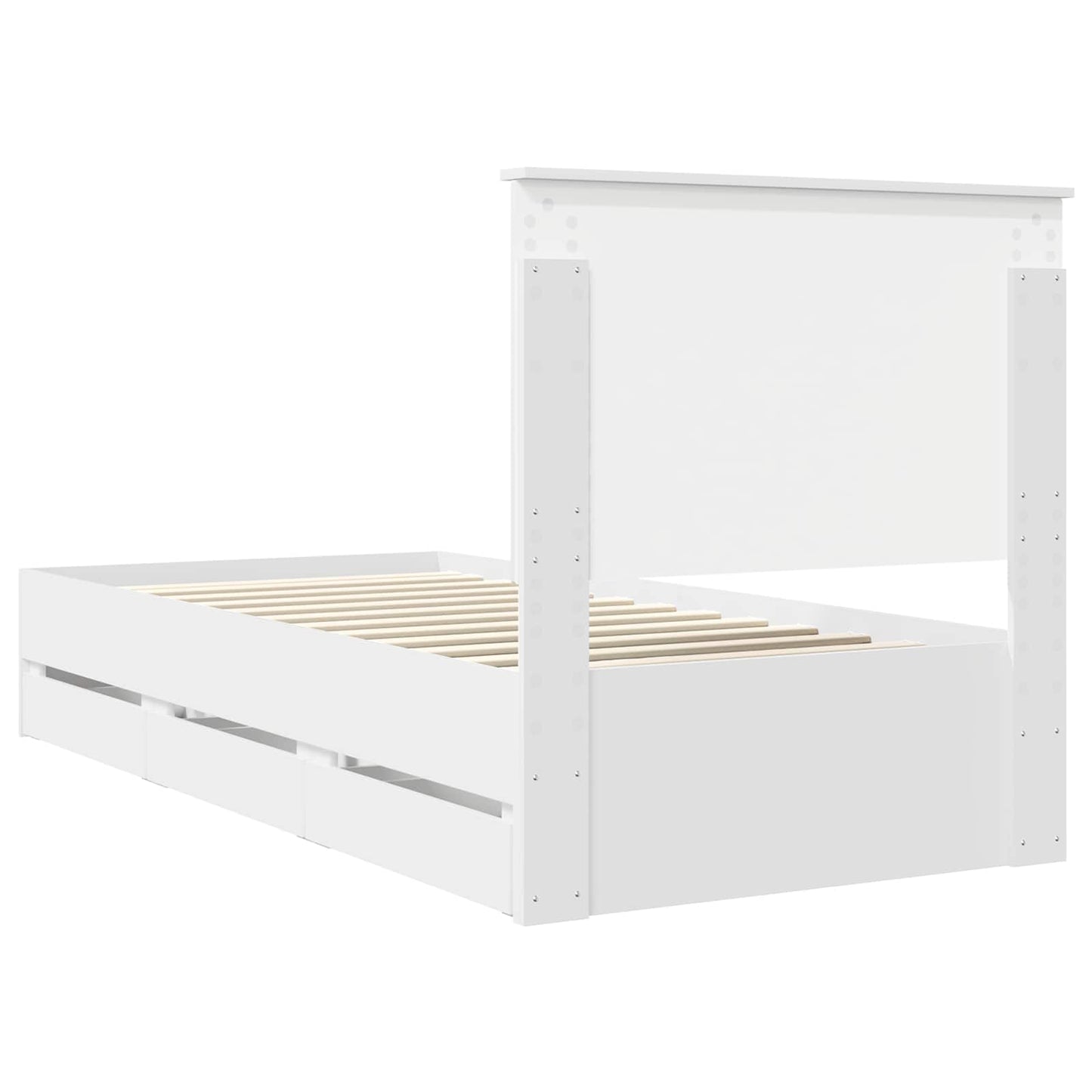 Bed Frame with Drawer White 100 x 200 cm Engineer Wood