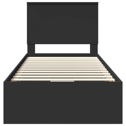 Bed Frame with Drawer Black 100 x 200 cm Engineer Wood