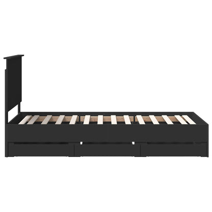 Bed Frame with Drawer Black 100 x 200 cm Engineer Wood