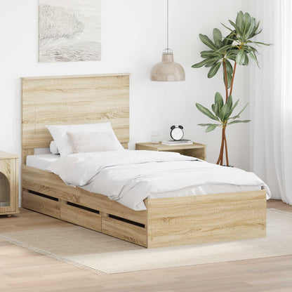 Bed Frame with Drawer Sonoma Oak 100 x 200 cm Engineer Wood