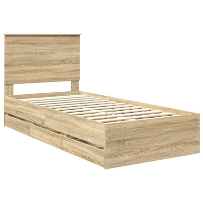 Bed Frame with Drawer Sonoma Oak 100 x 200 cm Engineer Wood