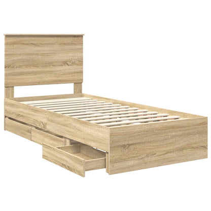 Bed Frame with Drawer Sonoma Oak 100 x 200 cm Engineer Wood