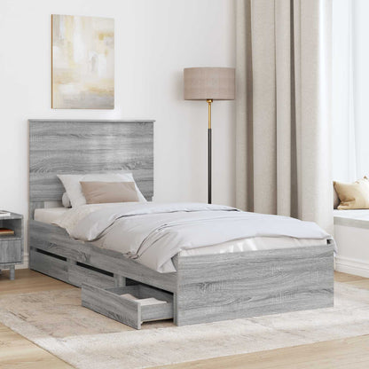 Bed Frame with Drawer Grey Sonoma 100 x 200 cm Engineer Wood