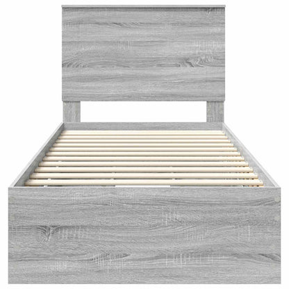 Bed Frame with Drawer Grey Sonoma 100 x 200 cm Engineer Wood